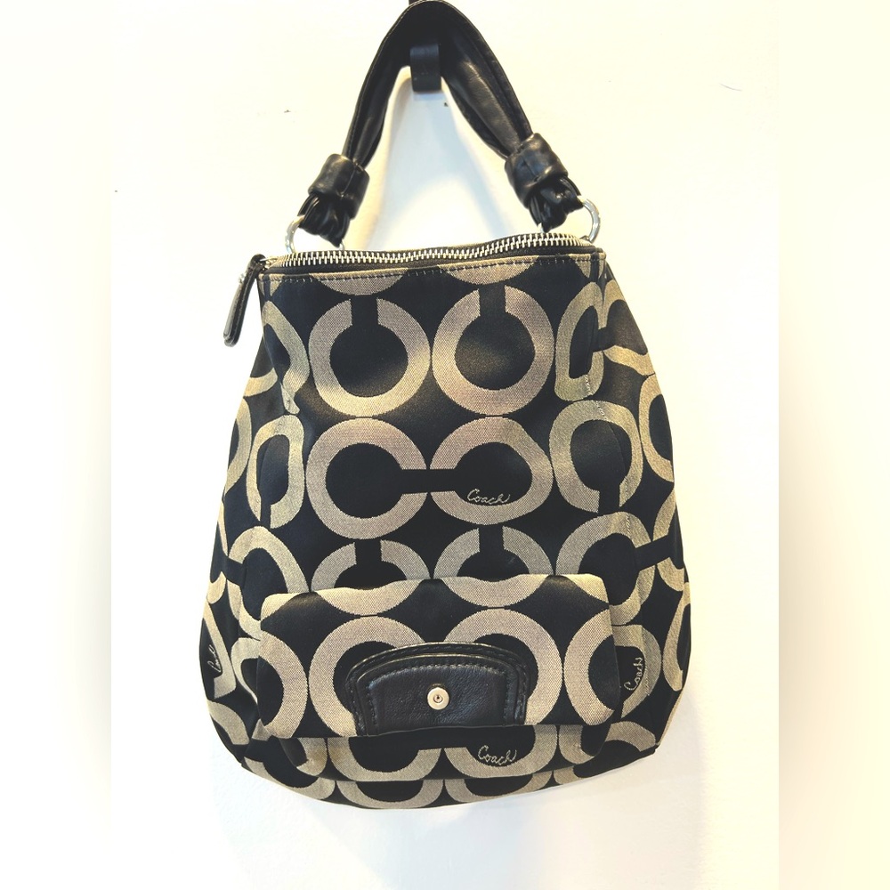 COACH Handbag Maggie Mia Signature Op Art Hobo-certified by Entrupy-Preloved